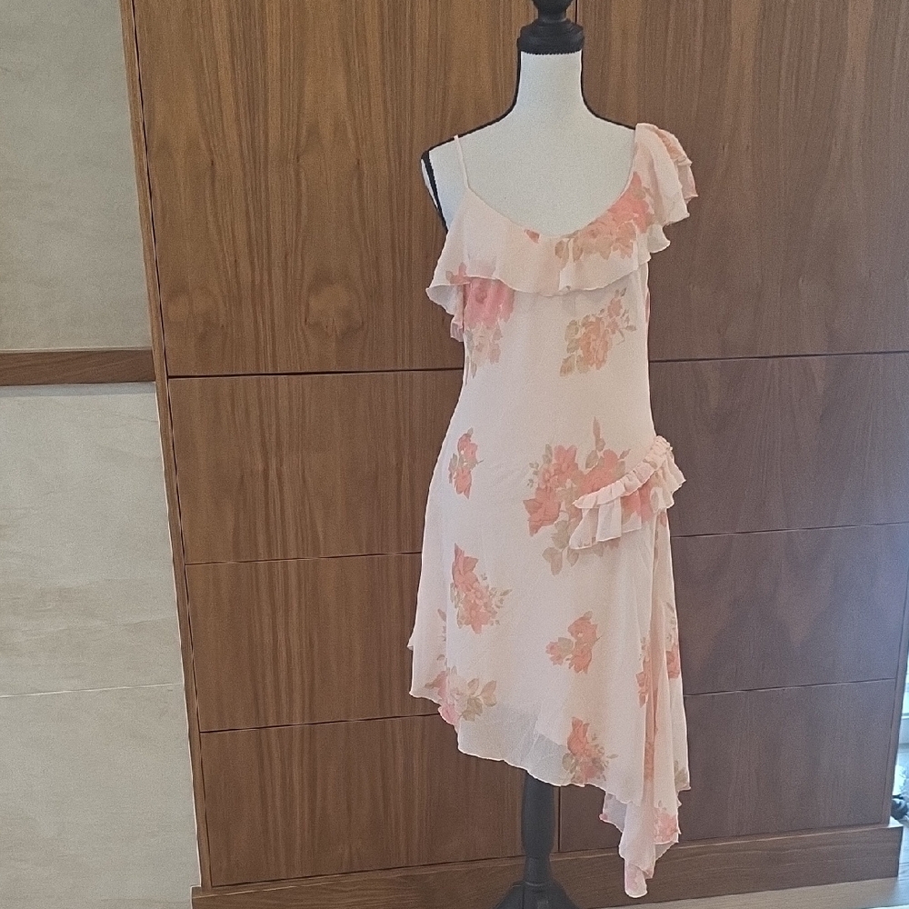 Free People Asymmetrical Floral Dress - Cream and Pink Size XS NWT